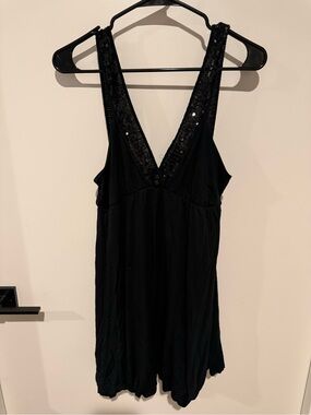 Black Sequin Bubble Trim Dress